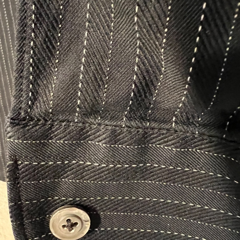 Ermenegildo Zegna Dress Shirt- Black w/ White Pin Stripes - Picture 4 of 6